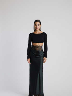 STUDIO83 - CROP TOP WOOL BLACK