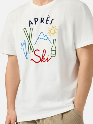 MC2 SAINT BARTH - ARNOTT WARM WHITE WINTER COTTON T-SHIRT WITH APRÉS SKI EMBROIDERY