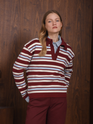 ARPYES - CHASE KNITTED POLO BORDEAUX COMBO
