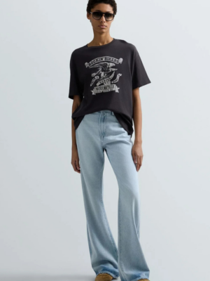 REPLAY - OVERSIZED JERSEY T-SHIRT WITH BIKER PRINT