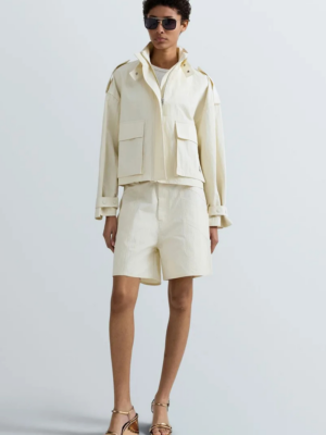 REPLAY - CROPPED TWILL TRENCH COAT