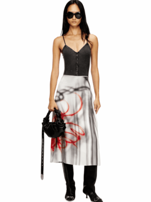 DIESEL - O-RCHID-S1 SATIN MIDI SKIRT