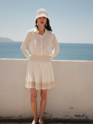 DEVOTION TWINS - COTTON SHIRT BEIGE WITH LACE