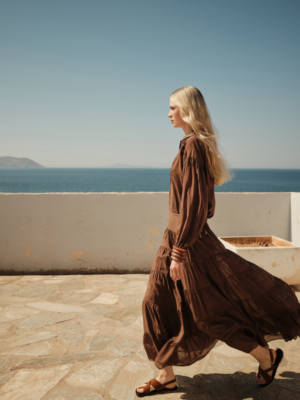 DEVOTION TWINS - COTTON MAXI SKIRT BROWN