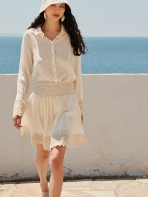 DEVOTION TWINS - COTTON SKIRT BEIGE WITH LACE