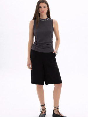 BLACK&BLACK - RUCHED SLEEVELESS TOP BLACK