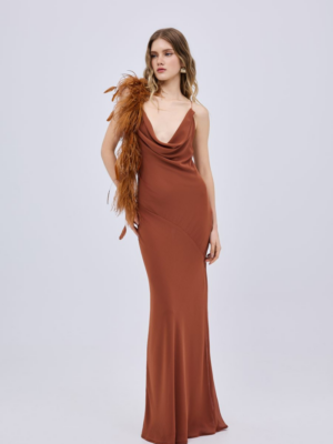 STUDIO83 - CHIFFON FEATHER MAXI DRESS TABA