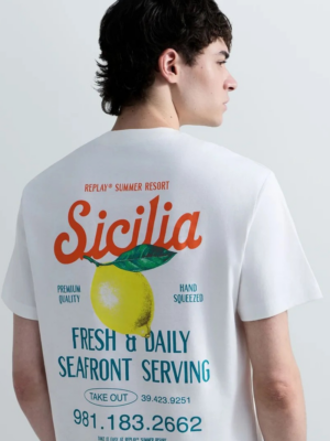 REPLAY - RELAXED-FIT T-SHIRT WITH SICILY PRINT