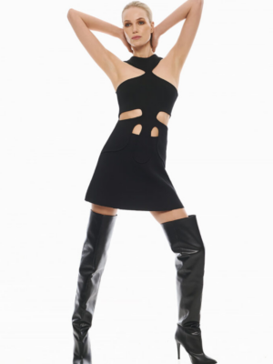 TAILOR MADE - KNIT DRESS SLEEVELESS WITH OPEN SHOULDERS BLACK