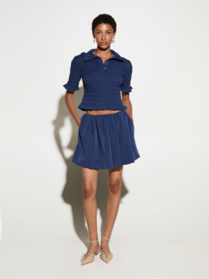 MILKWHITE - BLUE POLO TOP