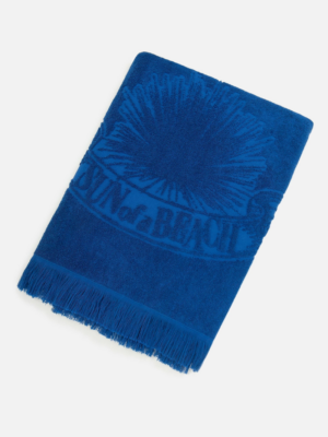 SUN OF A BEACH - MONOCHROME BEACH TOWEL DEEP BLUE