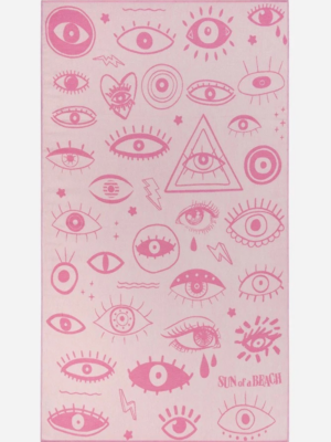 SUN OF A BEACH - FEATHER BEACH TOWEL ELECTRIC EYES BUBBLEGUM