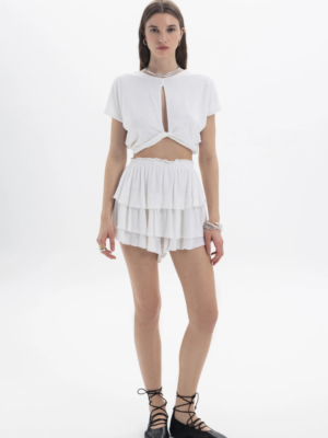 BLACK&BLACK - F LAYERED RUFFLE SHORTS WHITE