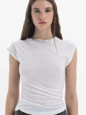 BLACK&BLACK - F DRAPED CAP SLEEVE TOP WHITE