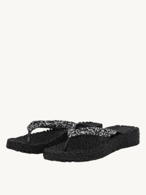 ILSE JACOBSEN - PLATFORM FLIP FLOPS WITH RHINESTONES BLACK