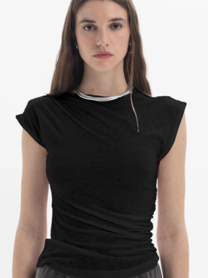 BLACK&BLACK - F DRAPED CAP SLEEVE TOP BLACK