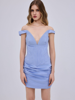 STUDIO83 - MINI STRIPED BUSTIER DRESS BLUE