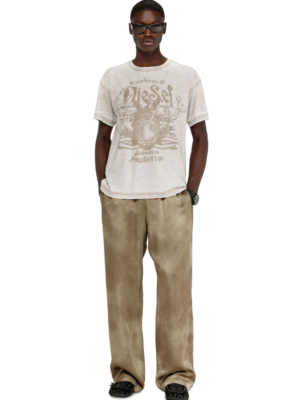 DIESEL - JERSEY T-SHIRT WITH BURNOUT WASH AND STUDS