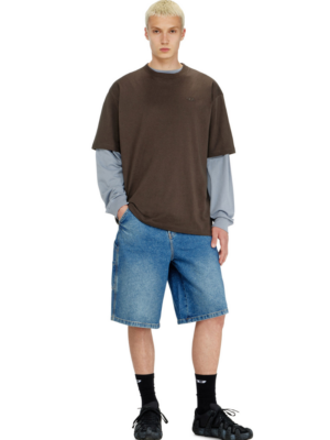 DIESEL - T-SHIRT WITH MAXI OVAL D EMBROIDERY BROWN