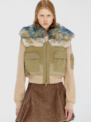 DIESEL - BOMBER JACKET WITH RIB-KNIT AND PLUSH TRIMS