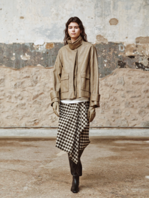 DEVOTION TWINS - BEIGE/BLACK LEATHER JACKET