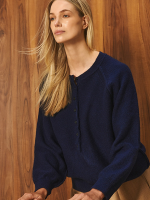 TAILOR MADE - KNIT SWEATER REGLAN WITH LONG PAT NAVY BLUE