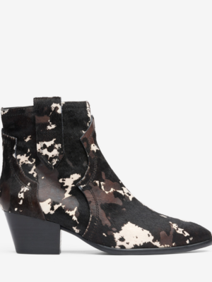 ASH - FLARE COW-PRINT ANKLE BOOTS