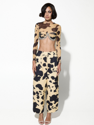 MILKWHITE - PRINTED CROP TOP WITH CRYSTALS