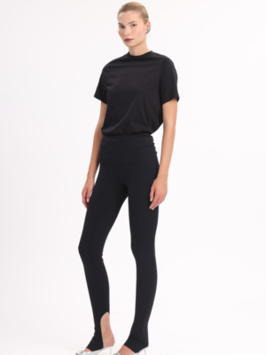MYT - SIDE RUCHED T-SHIRT BLACK/DARK GREEN