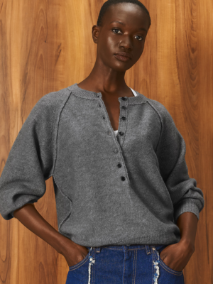 TAILOR MADE - KNIT SWEATER REGLAN WITH LONG PAT ANTHRACITE