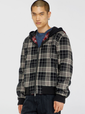 DIESEL - CHECK-FLANNEL BOMBER JACKET WITH TEDDY INTERIOR