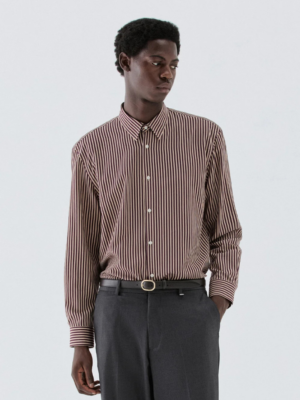 I'M BRIAN - STRIPED VISCOSE SHIRT BORDEAUX