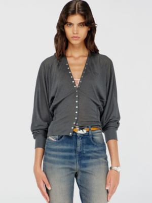 DIESEL - TENCEL-BLEND CARDIGAN TOP WITH BATWING SLEEVES