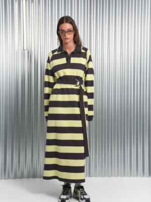 ARPYES - YAMATA LONG DRESS YELLOW/BROWN