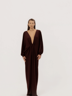 STUDIO83 - V DRESS BURGUNDY