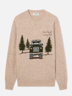 MC2 SAINT BARTH - KNIT CREWNECK WITH COUNTRY CLUB INTARSIA AND EMBROIDERY
