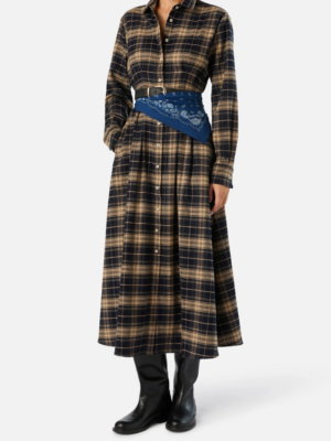 MC2 SAINT BARTH - ALYS FLANNEL LONG SHIRT DRESS WITH TARTAN PATTERN