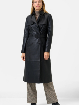 RICANO - DARCY BLACK LEATHER TRENCH COAT