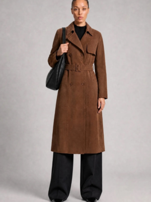 RICANO - DARCY BROWN LEATHER TRENCH COAT