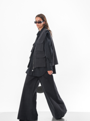 ARPYES - OTZI WIDE LEG DENIM PANTS BLACK