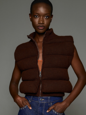 TAILOR MADE - KNIT PUFFER VEST COFFEE