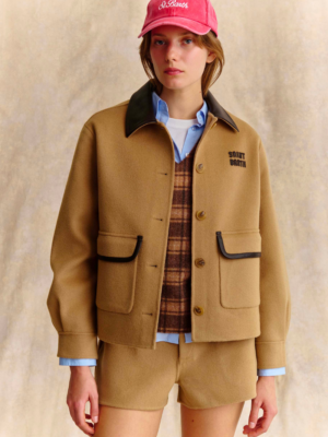 MC2 SAINT BARTH - BEIGE GLACIENNE WOOL BLEND JACKET WITH LOGO PATCH