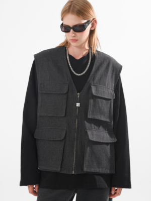 ARPYES - OTZI DENIM VEST BLACK