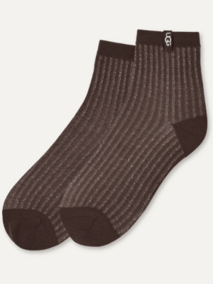 UGG - PLORA SHIMMER QUARTER SOCKS BROWN/BLACK - Μαύρο