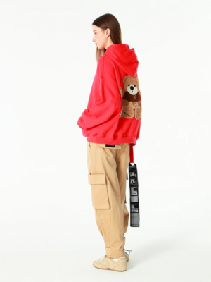 MWM - HOODIE WITH TEDDY PATCH ON THE BACK RED